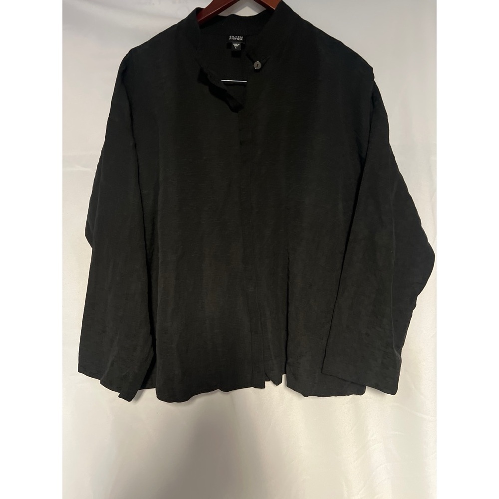 Eileen fisher Black Button-Up Shirt silk blend